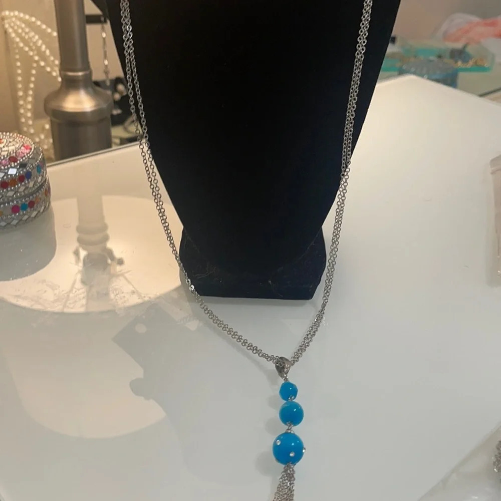 3x$25 ❤️ New York & Co Double Link Chain blue ❤️ - Picture 5 of 10